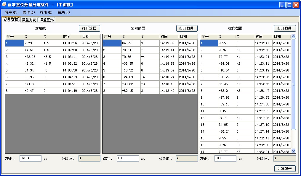 平面度測(cè)量數(shù)據(jù)分析軟件包